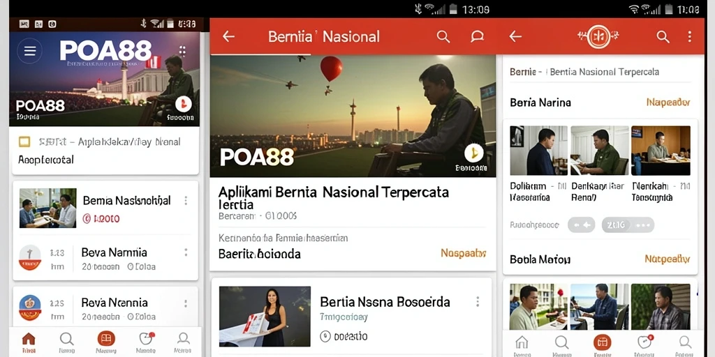 Antarmuka aplikasi POA88 yang menampilkan berita nasional terkini.