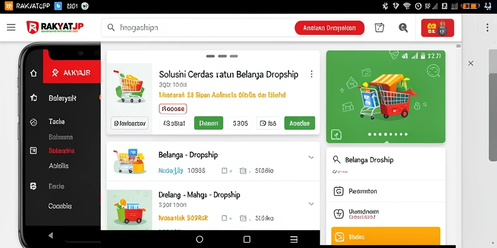 Tampilan antarmuka aplikasi RAKYATJP untuk dropship yang intuitif.