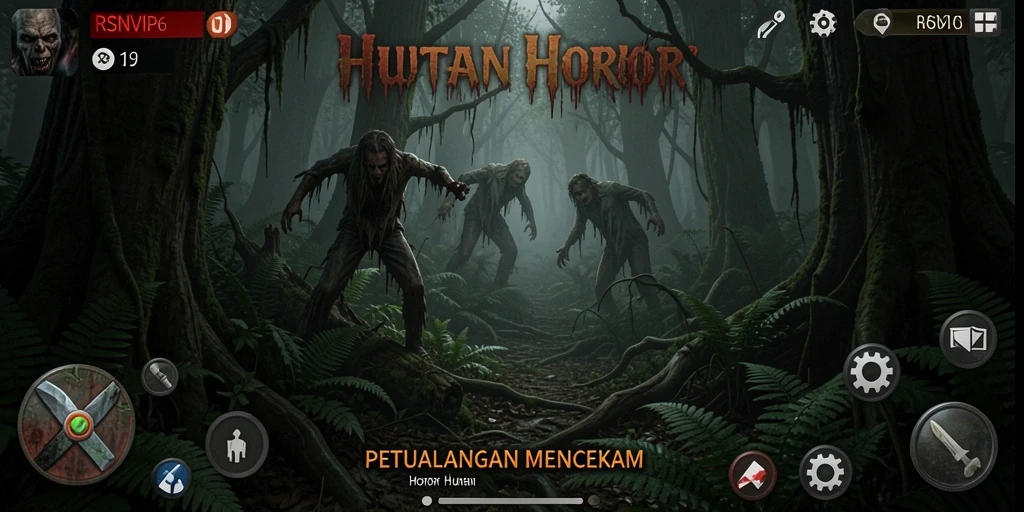 Tampilan antarmuka gameplay RSNVIP6 yang menegangkan di Hutan Horor.