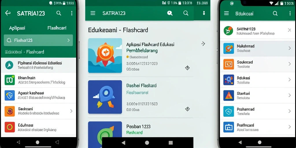 Tampilan antarmuka SATRIA123 yang intuitif untuk flashcard.